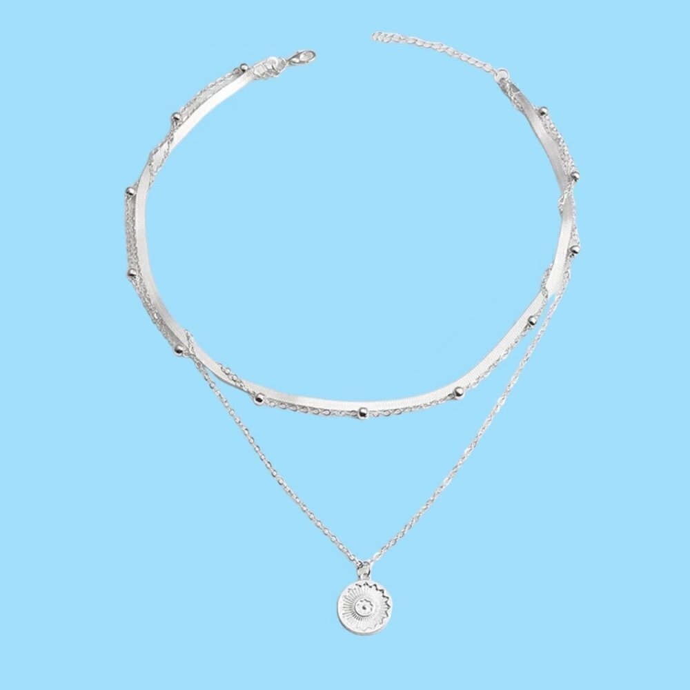 New Sun Pendant Necklace S925 Sterling Silver Multilayer Minimalist Celestial - Picture 6 of 9